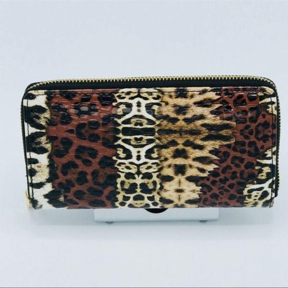 Animal Print Zippered Brown Wallet - Picture 3 of 3